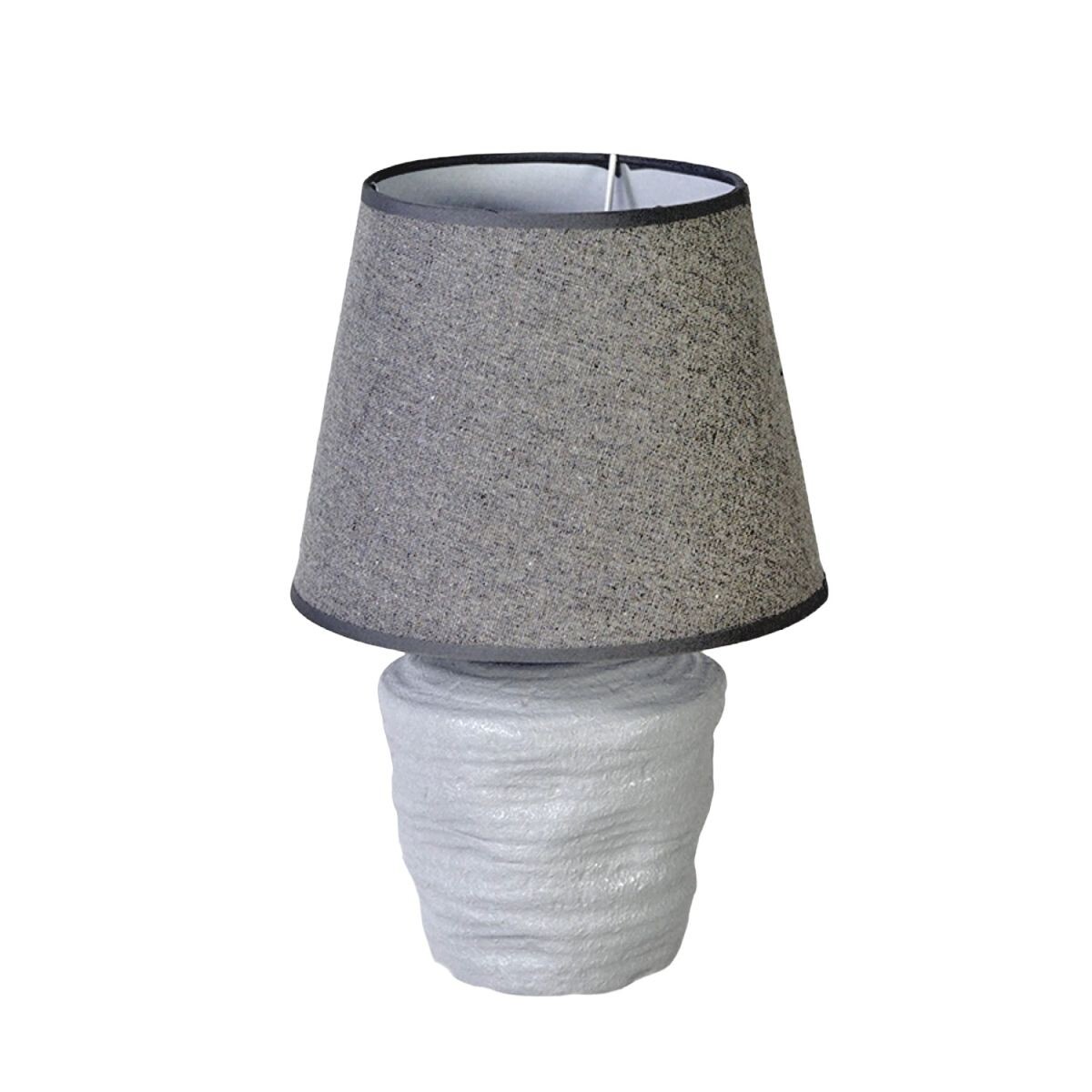 LAMPARA GRIS OSC C/BASE CERAMICA BLANCO P/MESA 