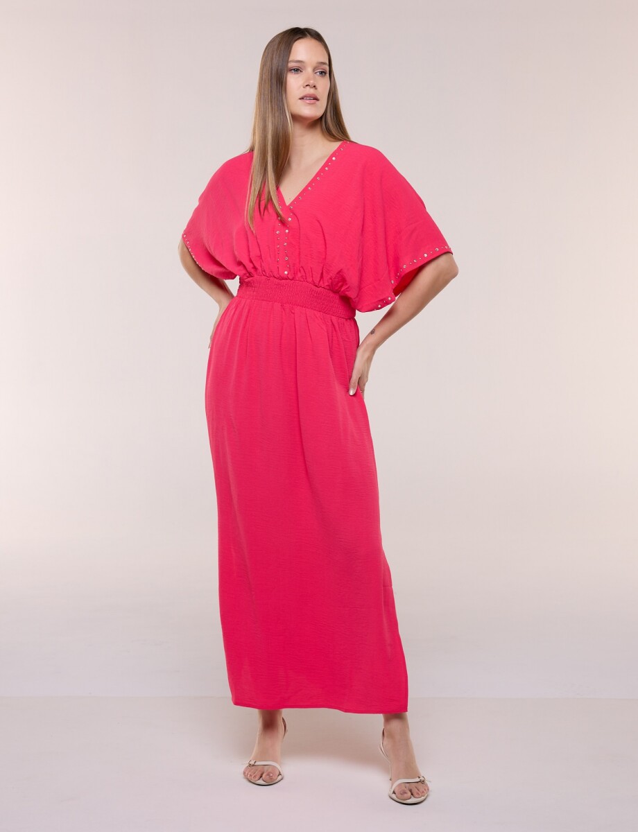 Vestido Maxi Con Tachas - Fucsia 