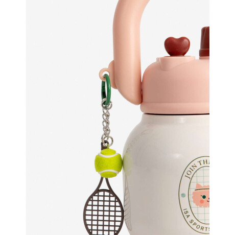 Botella Térmica Estampada Con Charm Combinacion Tricolor