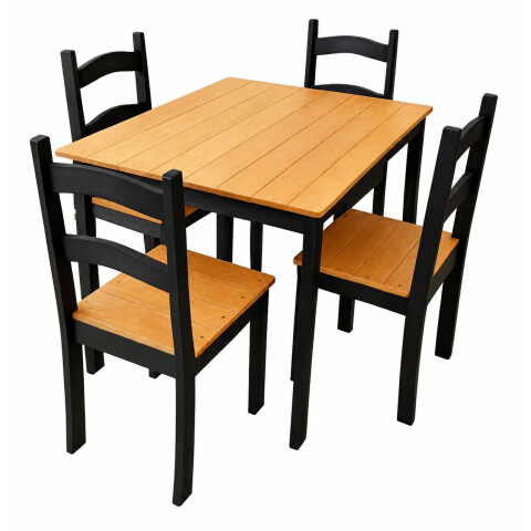 JUEGO DE COMEDOR MADERA 4 SILLAS JC2025 NEGRO JUEGO DE COMEDOR MADERA 4 SILLAS JC2025 NEGRO