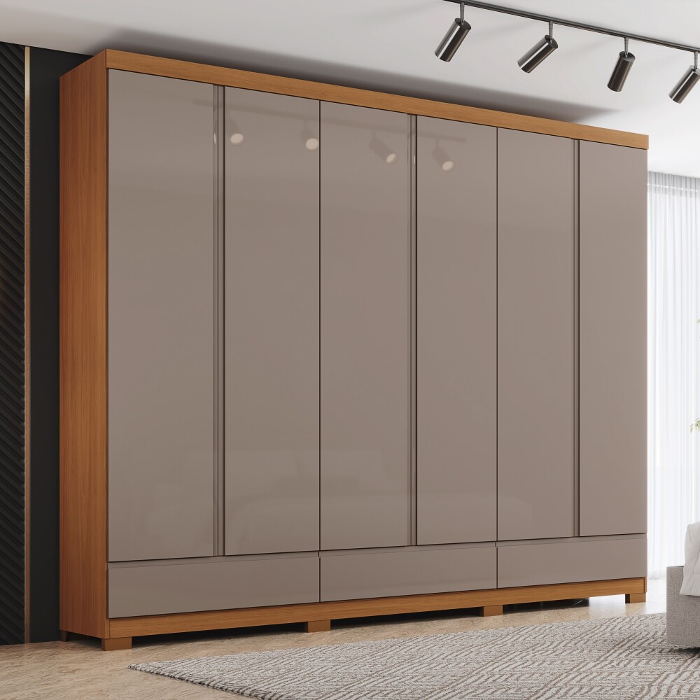ROPERO IMPERIAL 6 PUERTAS 9 CAJONES GUARDARROPA CLOSET ARMARIO 100% MDF CANELA