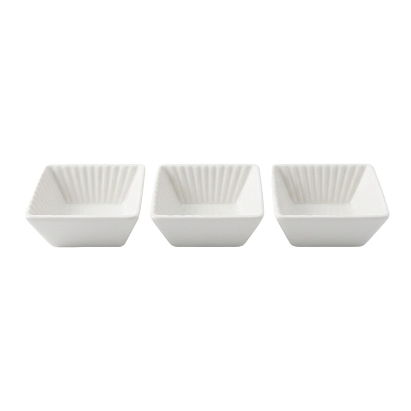 SET SALSERA CUAD CERAMICA BLANCA 10CM 3PZAS Unica