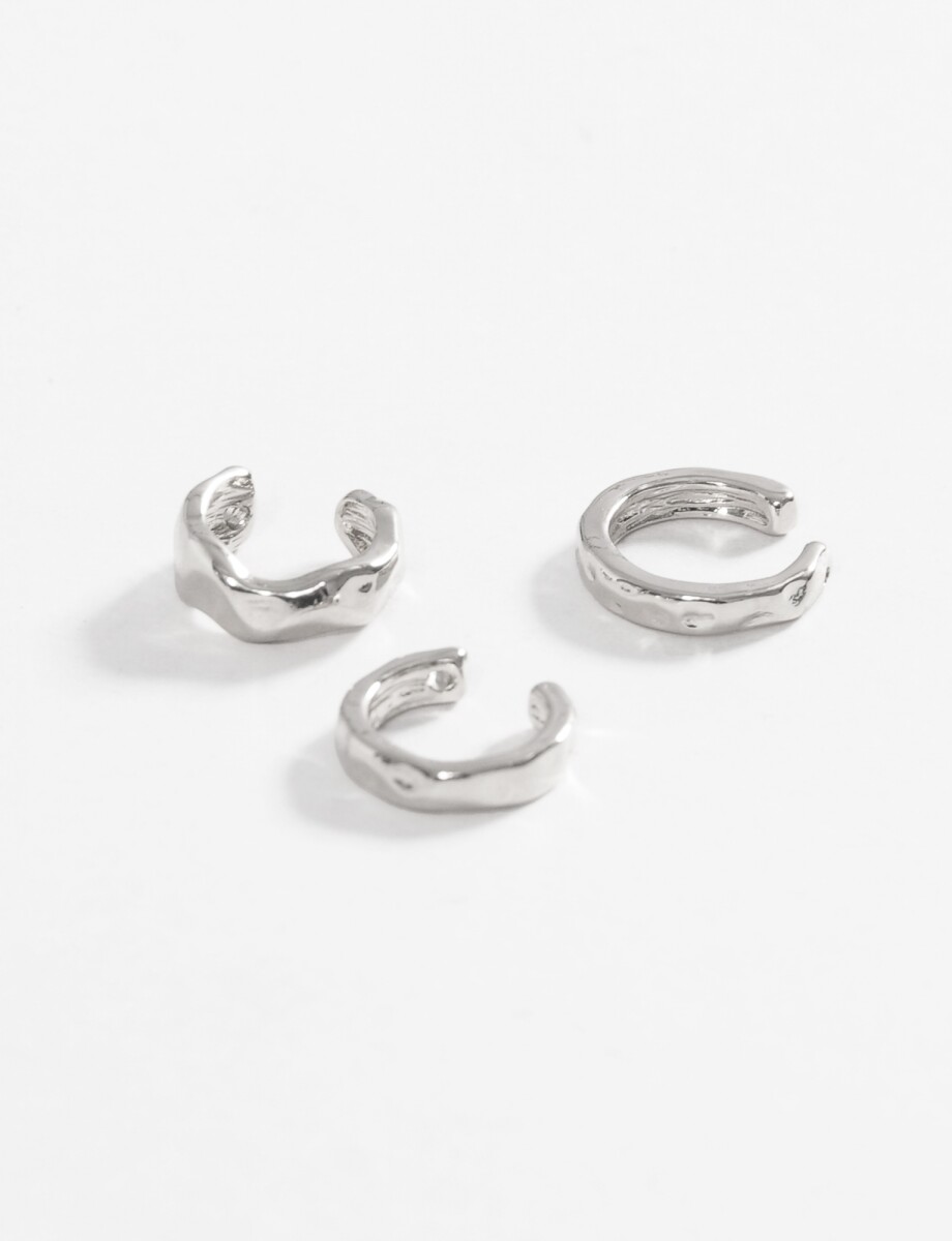 Set de tres earcuff texture - plateado 