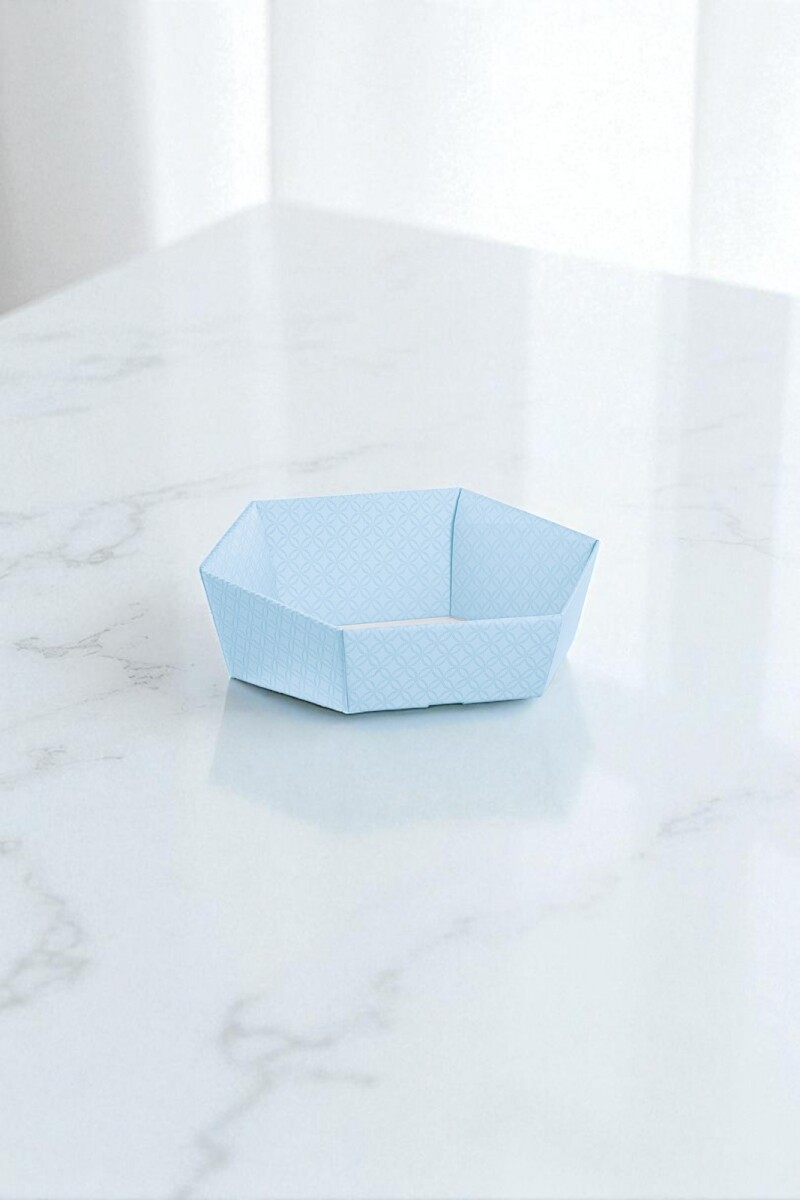 Cesto hexagonal 20,5x17x7 cm. - MATELASSE AZZURRO 