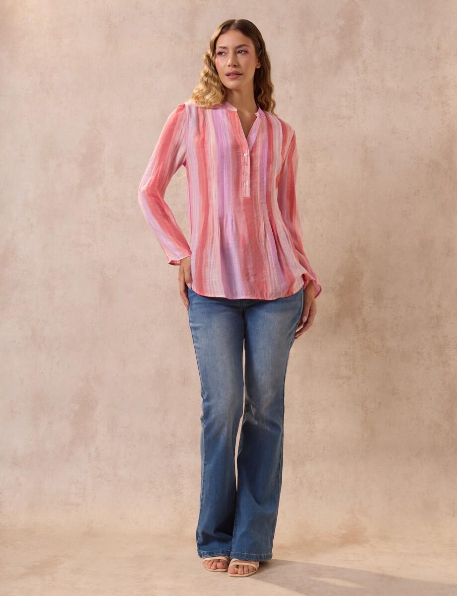 Blusa Gasa Print - Multi/coral 