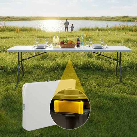 Mesa Plegable 2.40 M Jardin Camping Exterior Comedor Valija IMBACK Mesa Plegable 2.40 M Jardin Camping Exterior Comedor Valija IMBACK