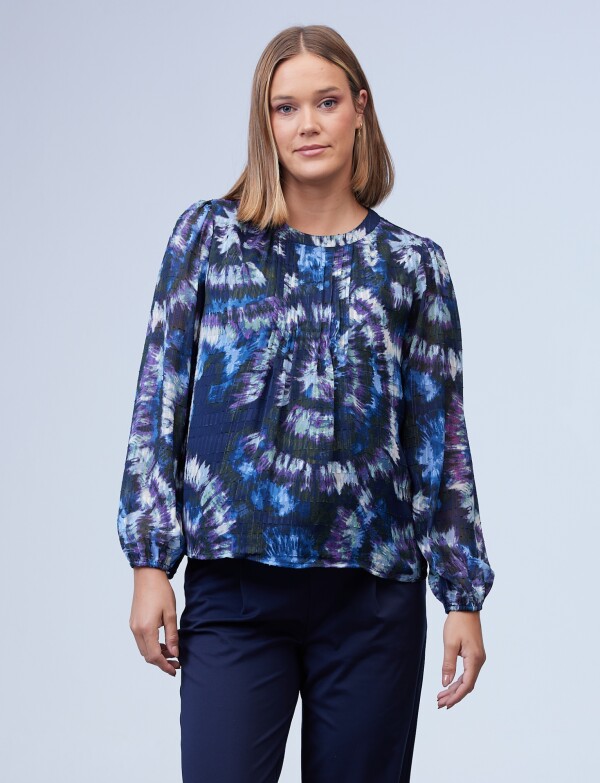 Blusa Gasa Shibori MULTI/AZUL