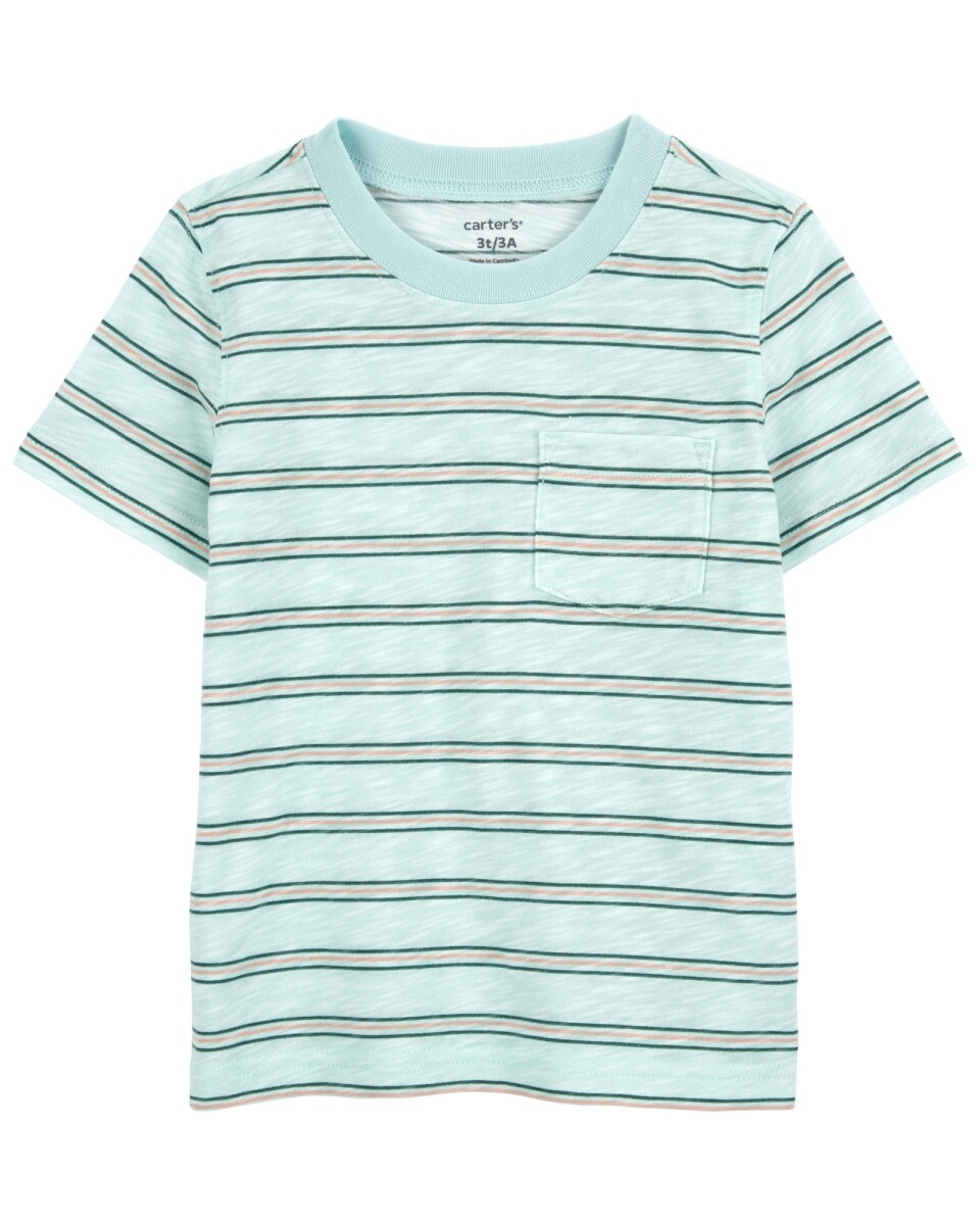 Remera de algodón, manga corta diseño a rayas 
