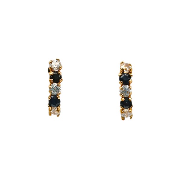 Caravanas Zafiro y oro- Oro bajo - Zafiro y Zirconias - CA8101 conpiedra