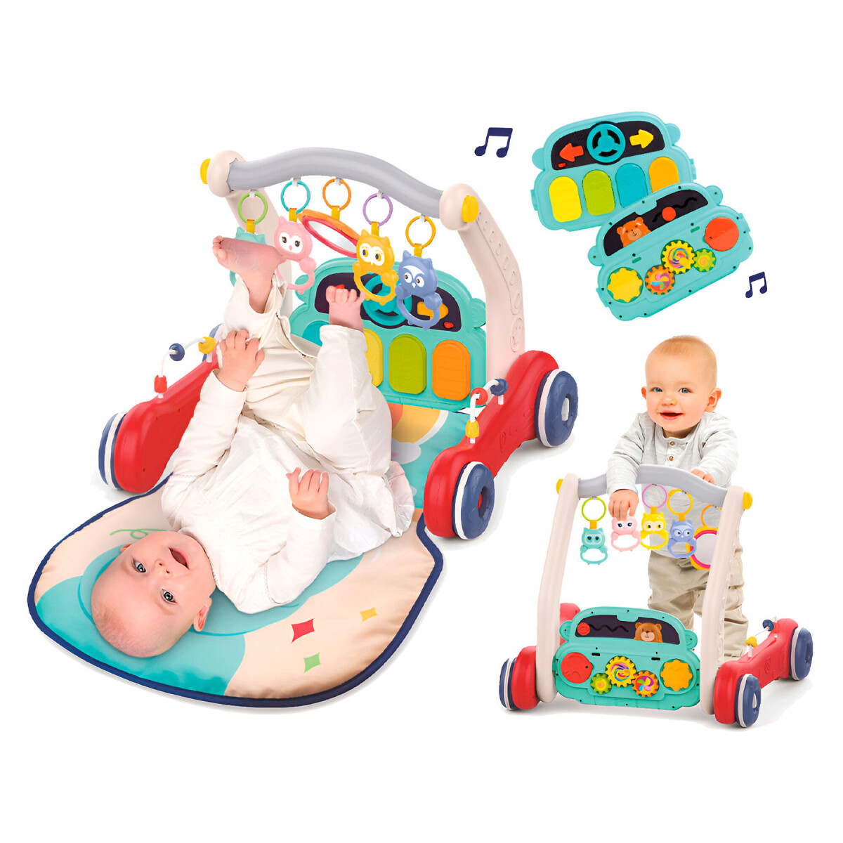 Gimnasio Actividades Caminador Alfombra Piano Bebé 3 en 1 ® - Color Turquesa 
