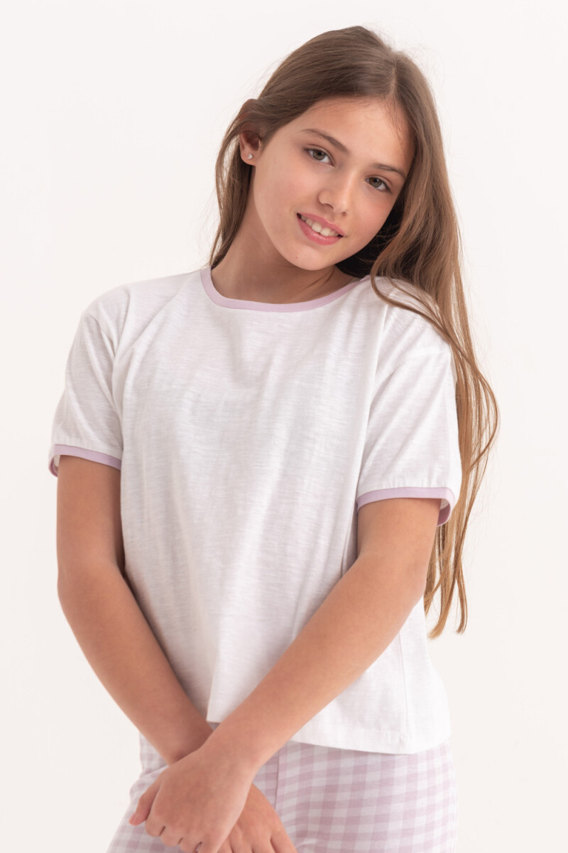 Camiseta manga corta contraste Lila
