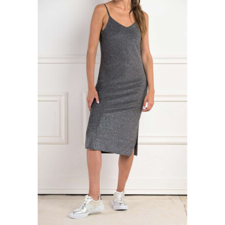 Vestido Lurex Midi Negro