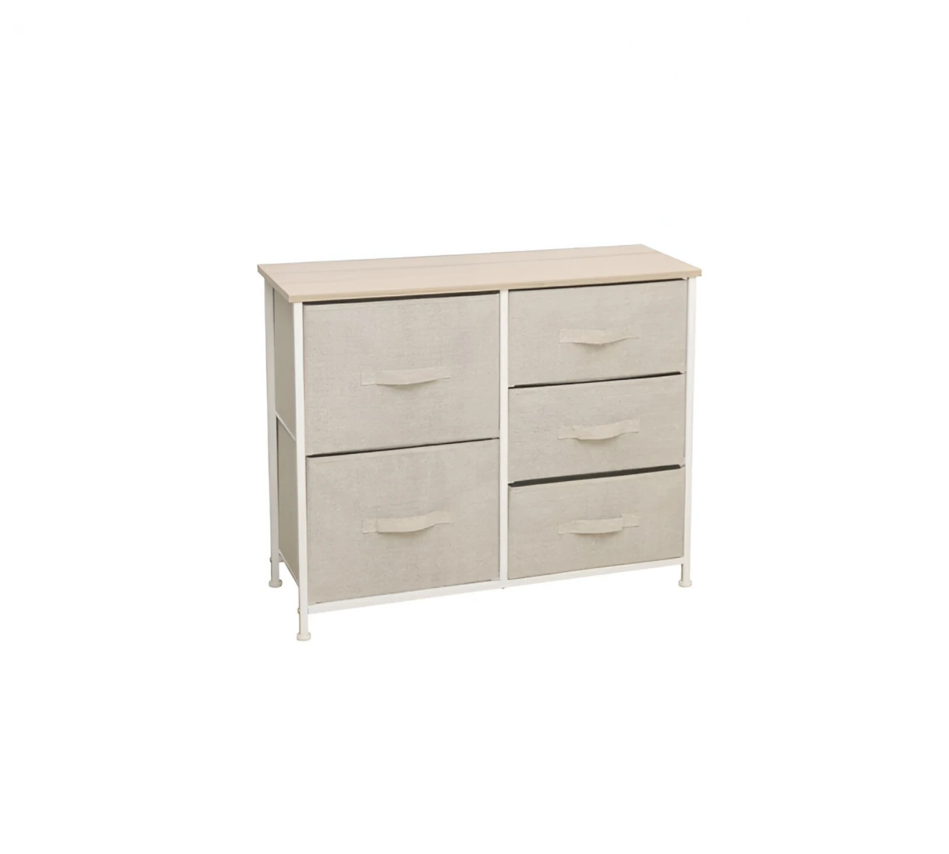 Mueble Organizador - 5 Cajones - Tela/Acero - Beige 