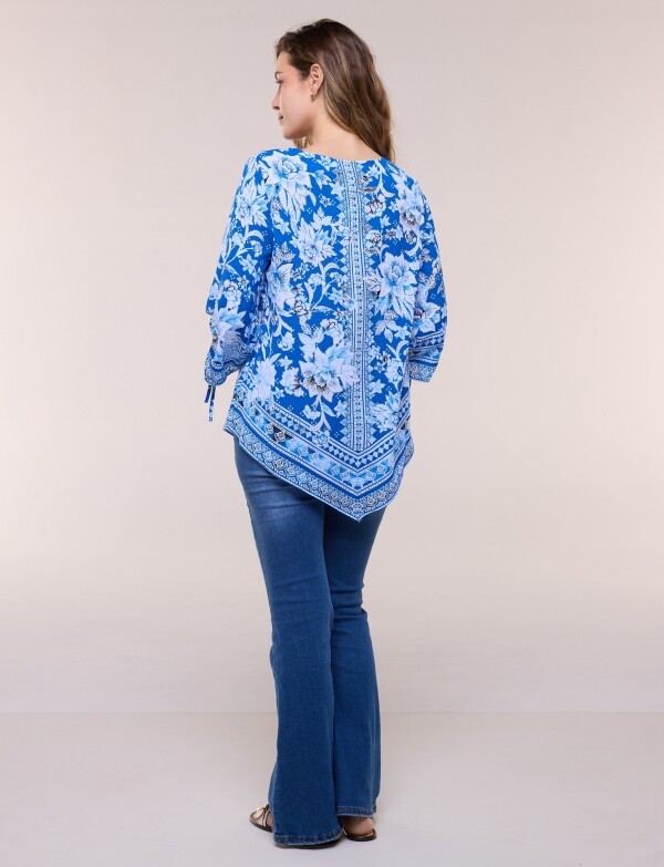 Blusa Poncho Floral AZUL/MULTI