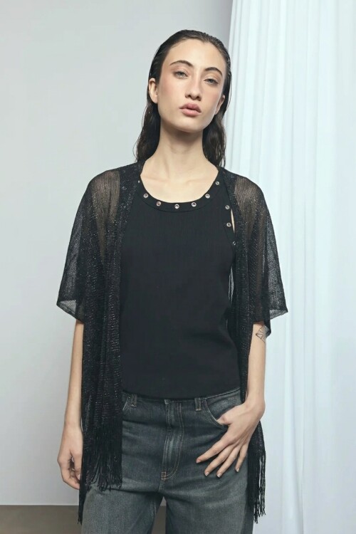 Ruana lurex party negro