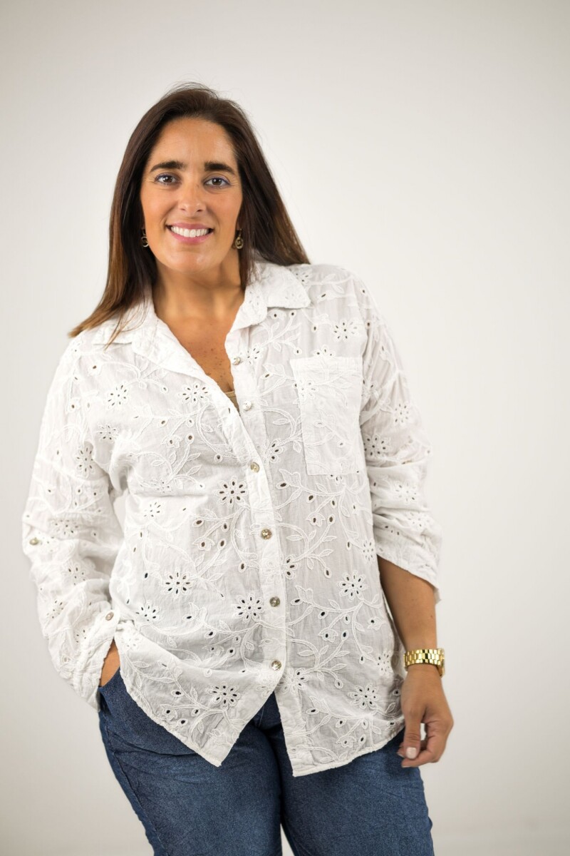 Camisa broderie - Blanca 