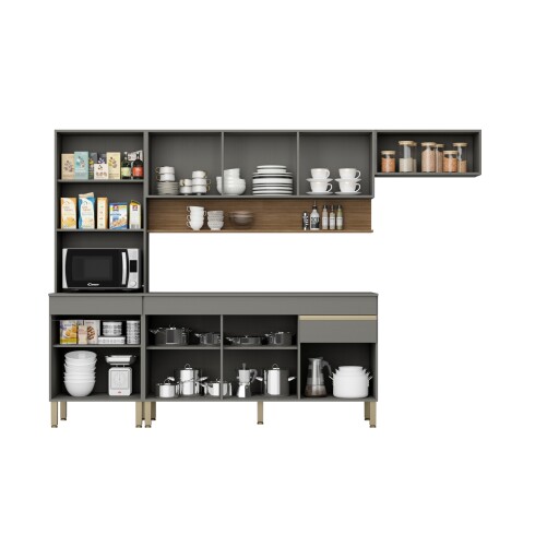 JUEGO COCINA MODULAR MOBILIARIO MDP LINE GRIS TEXTURADO GAMAS DE GRIS
