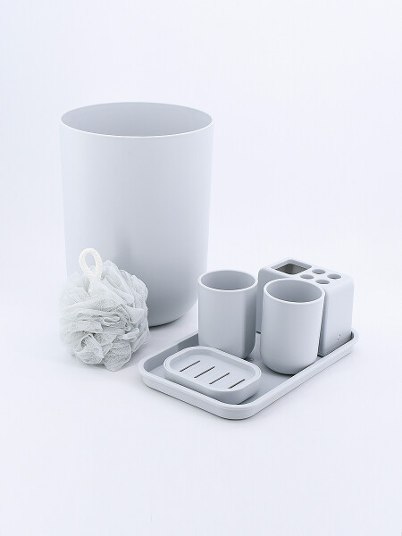 SET DE BAÑO X 7 UNIDADES GRIS (V)