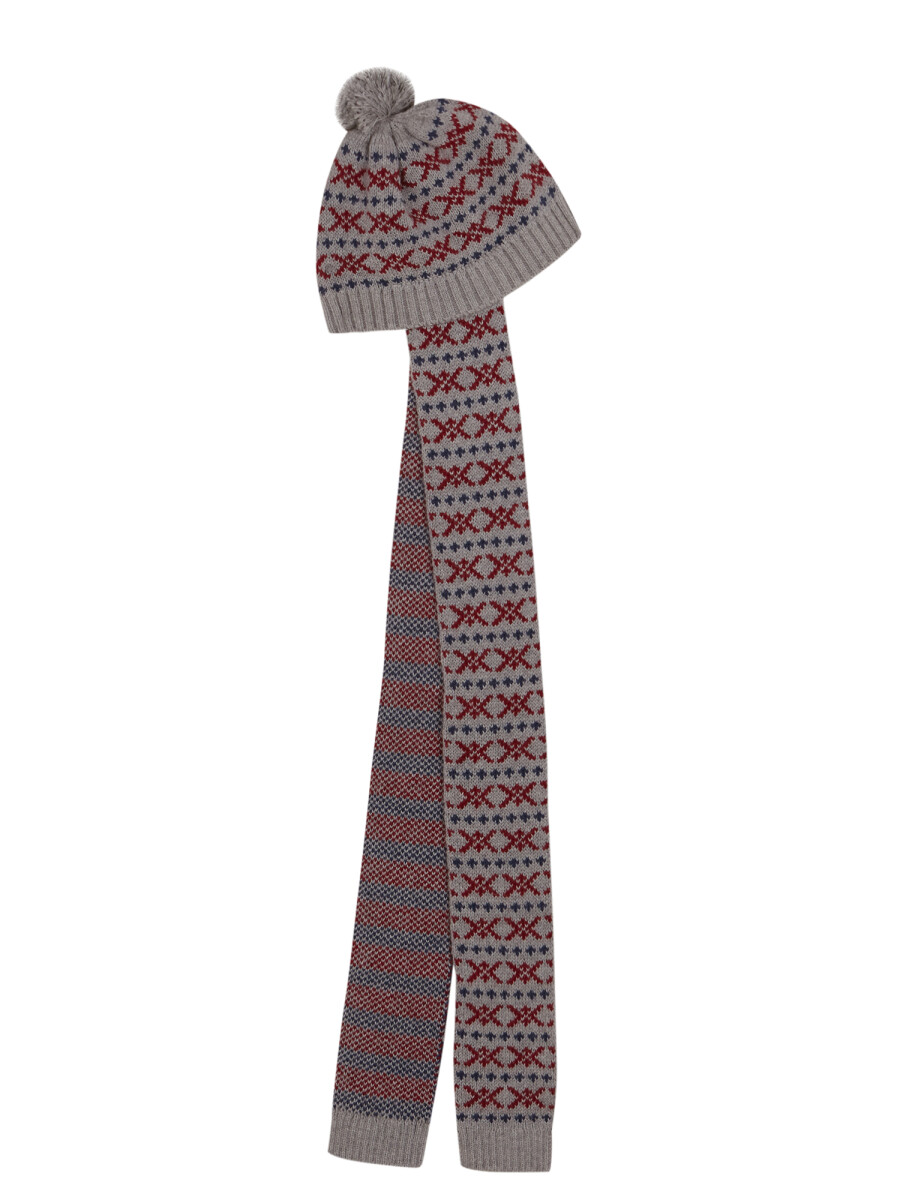 Gorro Bufanda Gris Medio