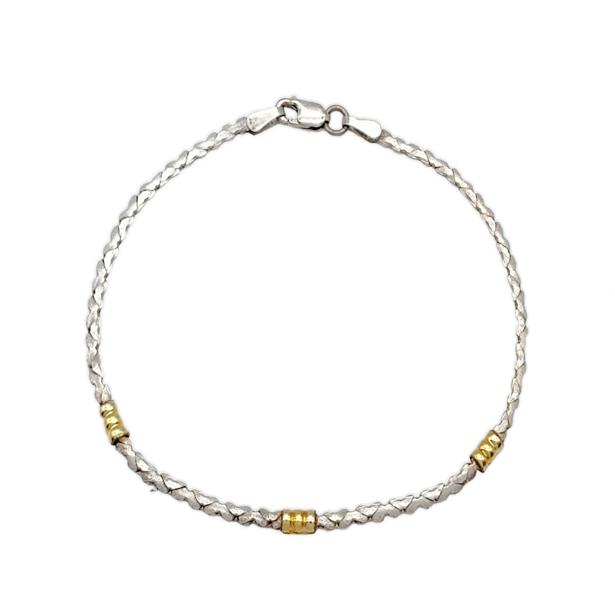 Pulsera Chata-Plata y Oro-Sin Piedra-PU5092 - sinpiedra 