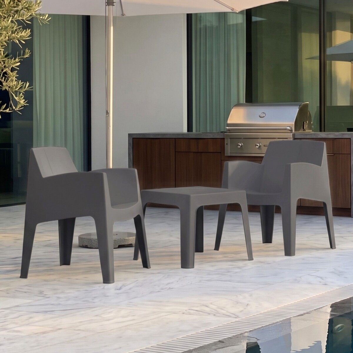 Set de Jardín Mesa + 2 sillas - Magna - Negro 