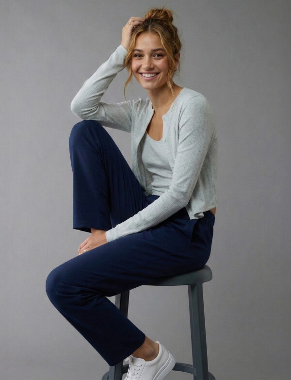 Pantalon Yoga Algodon AZUL