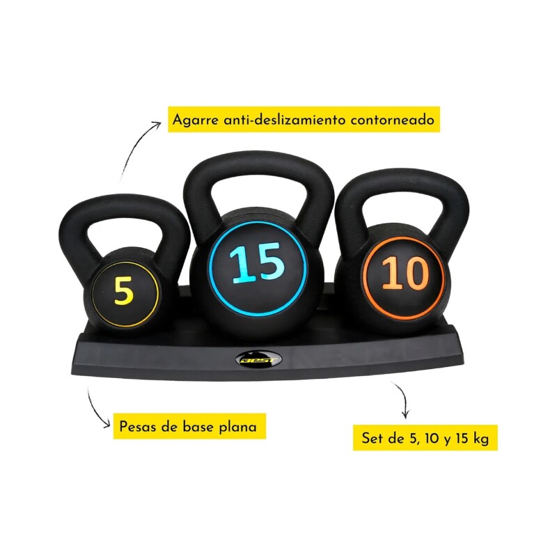 Set de Pesas Rusas de 5, 10 y 15lbs Best Set de Pesas Rusas de 5, 10 y 15lbs Best