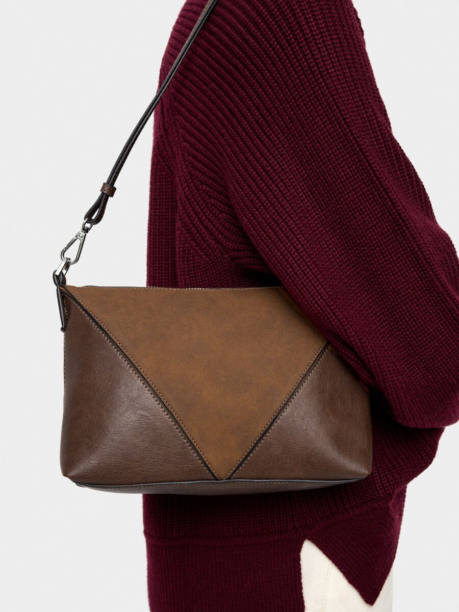 Bolso Bandolera Contraste De Texturas camel