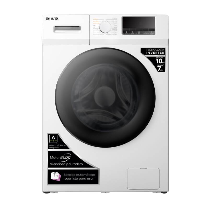 Lavasecarropas Automático Carga Frontal AIWA 10KG Inverter Blanco