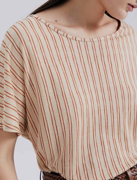 BLUSA ESTAMPADA DE MANGA CORTA MARRÓN