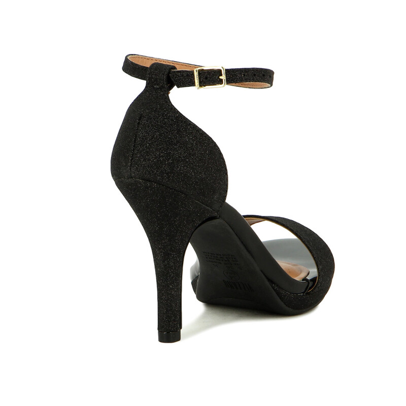 Sandalia Vizzano Mujer Taco 10cm Gliter Negro