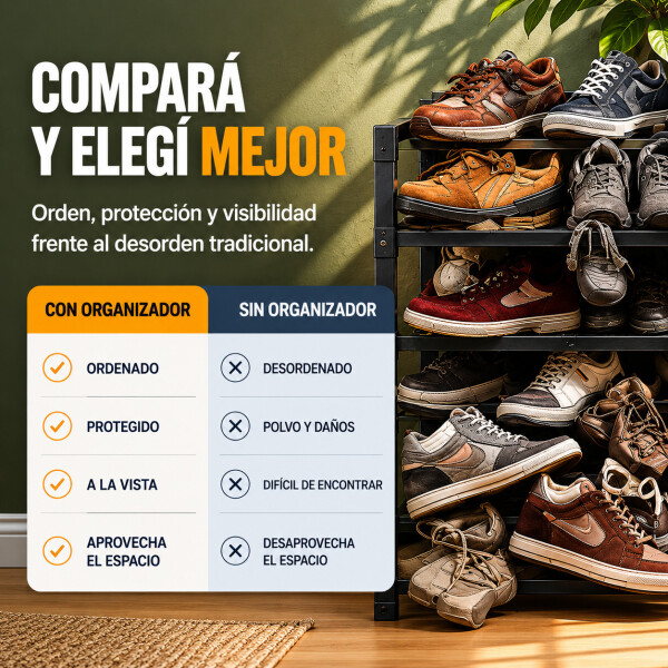 Zapatera Plegable 6 Zapatos Organizador Multiuso Ventilación Transparente 1
