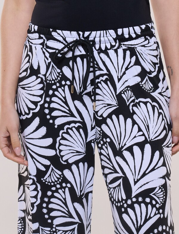 Pantalon Pull On Printed BLANCO/NEGRO