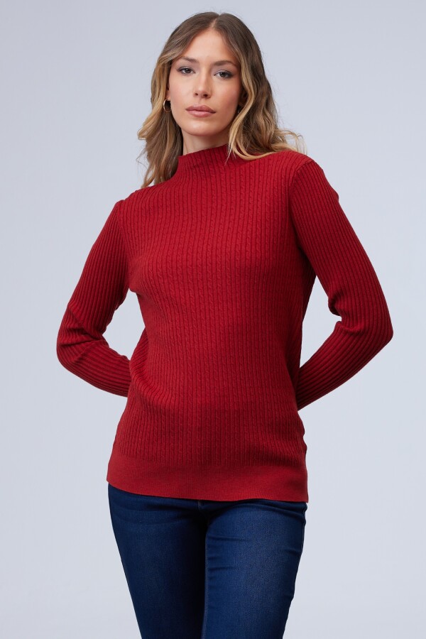 Buzo Ribs Cuello Alto ROJO