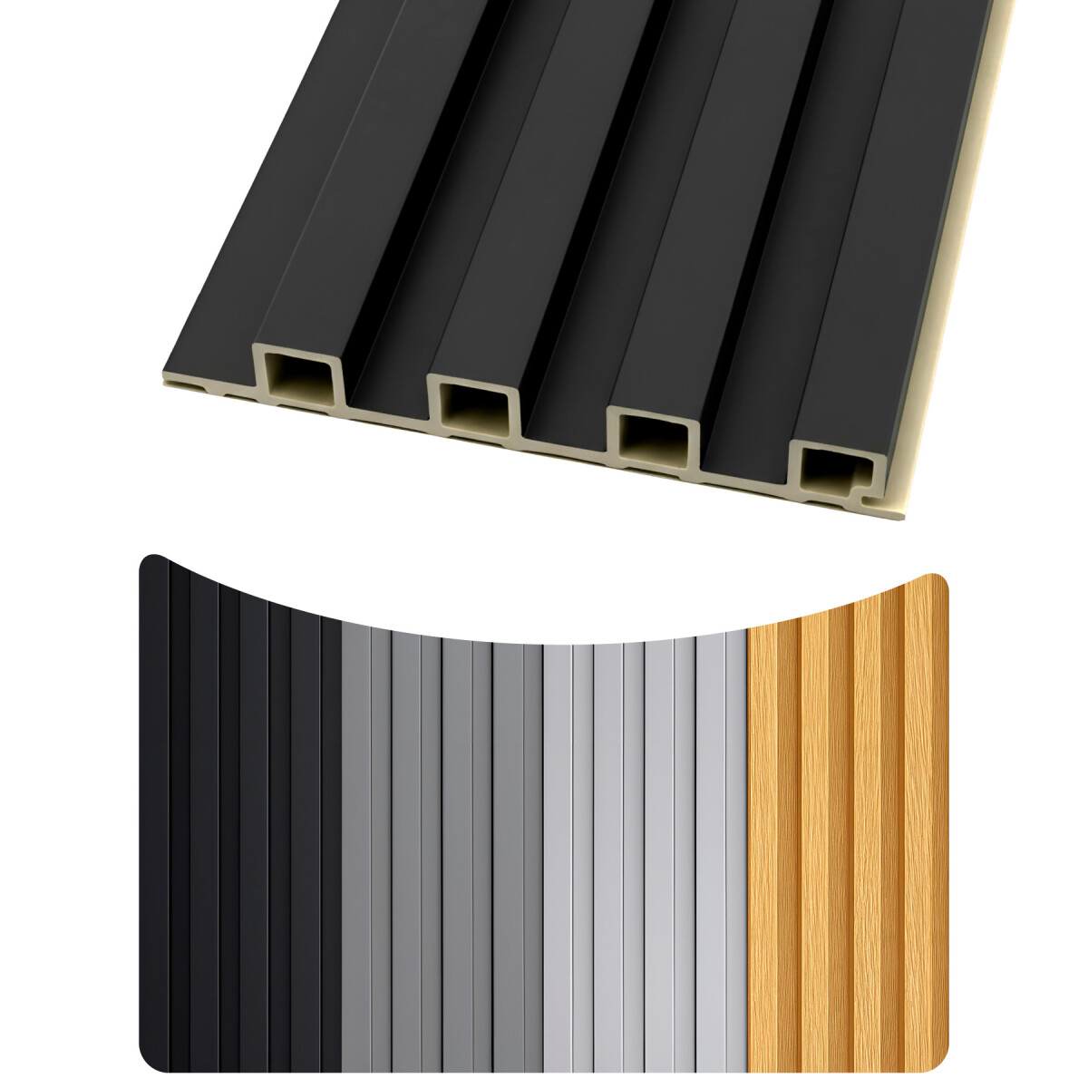 Pack x100 Wpc Simil Madera Wall Panel Lambrin 2.90m x 16.7cm - Color Negro 