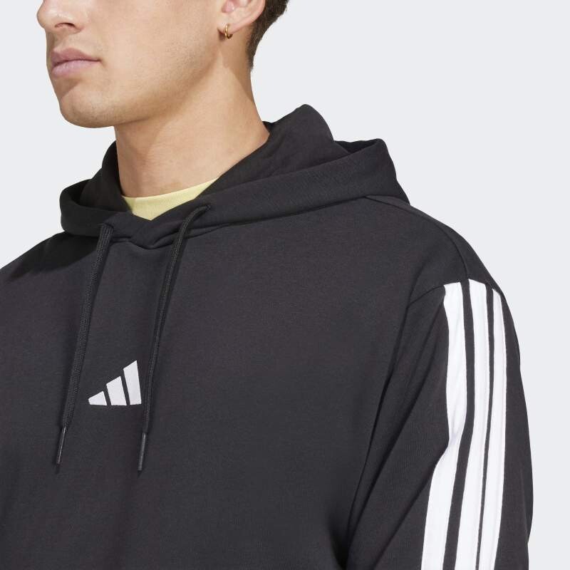 Canguro Adidas French Terry 3 Rayas Essentials Negro
