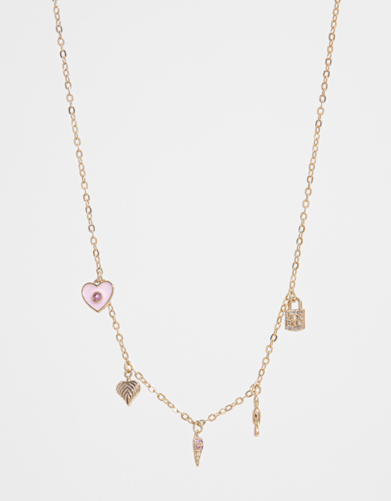 Collares Cortos Strass Collar Con Multi Charms De Cubic Zirconia - Dorado