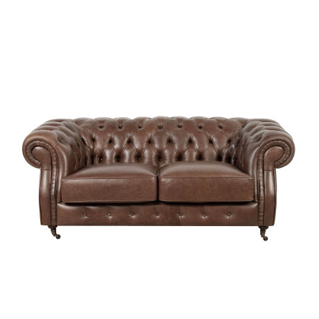 SOFA 2 CUERPOS CUERO-100-NATURAL MARRON NEW CHESTERFIELD CHOC.