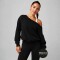 Polera Year Round Terry Off Shoulder Sweatshirt Mujer Black