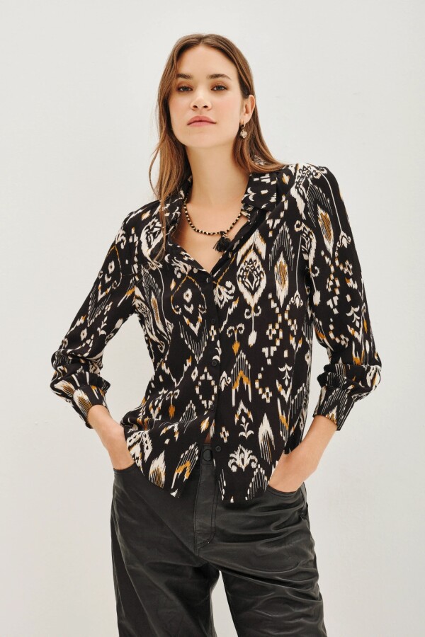 Camisa Hiroko Ikat Negro