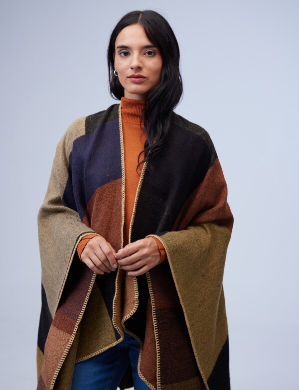 Ruana Colorblock TOSTADO/MULTI