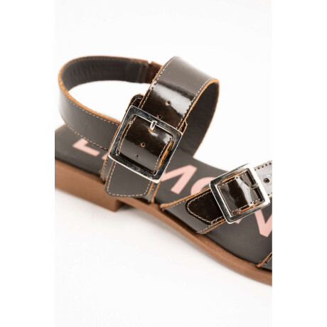 Sandalias De Doble Hebilla Chocolate