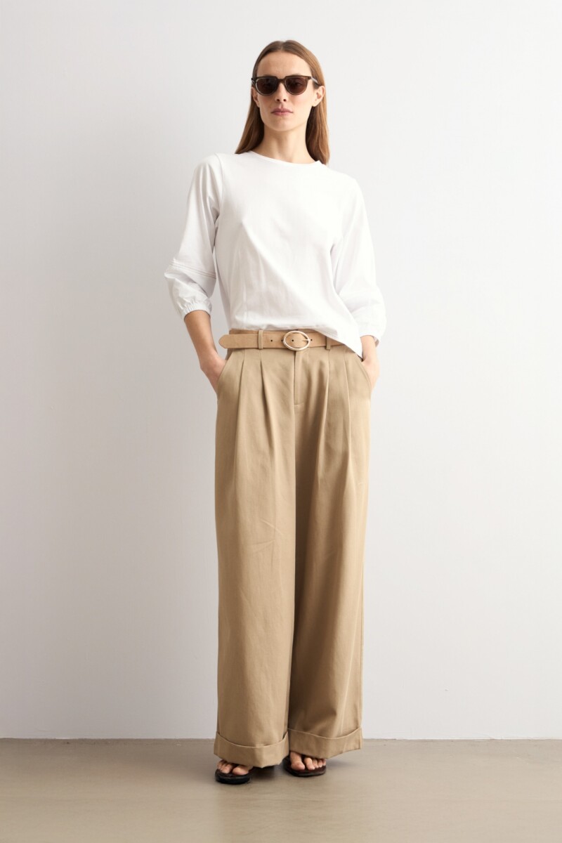 Remera mangas poplin - blanco 