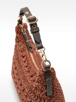Bolso De Hombro Efecto Rafia Com Bandolera teja