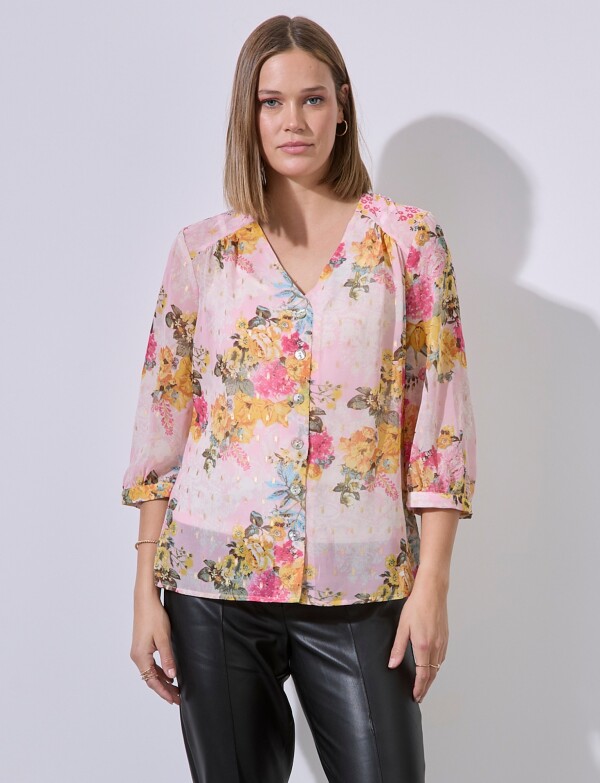 Blusa Gasa Lurex ROSA/MULTI