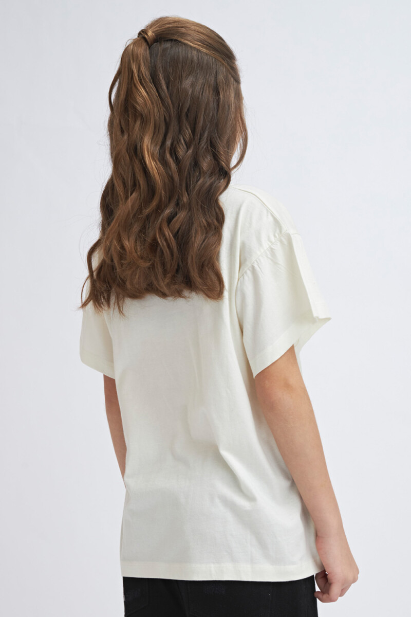 Camiseta manga corta volado Crudo