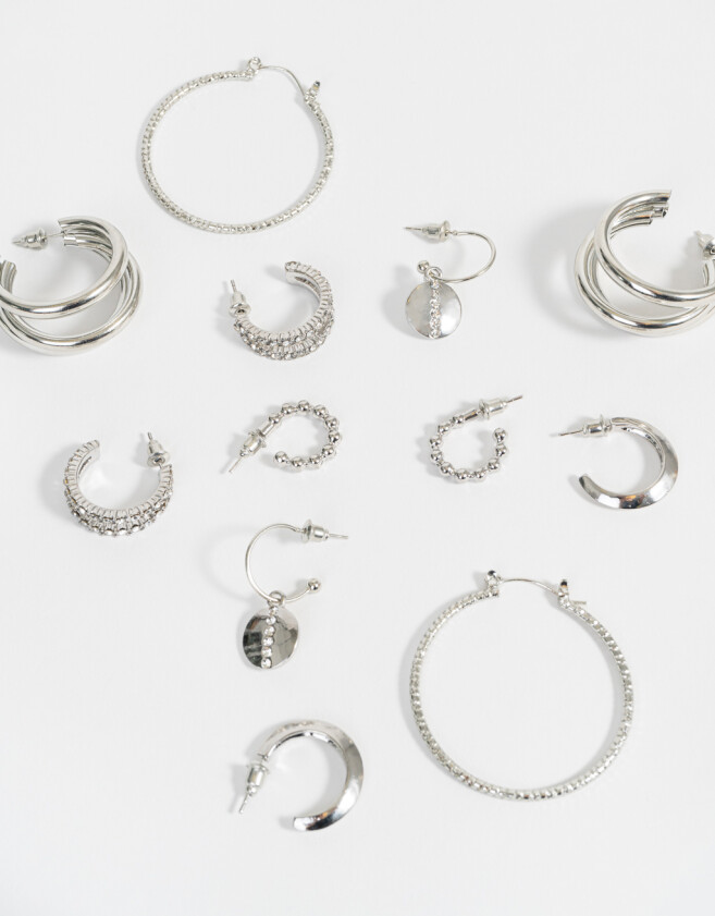 Aros Argollas Set De metal Set De Argollas - Plateado