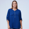 Blusa Oversize Zip AZUL