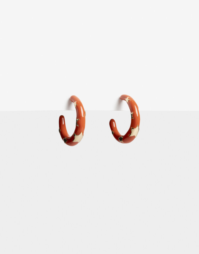 Aros Argollas Color Argollas Esmaltadas - Rojo Medio
