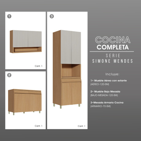 JUEGO MODULAR PARA COCINA INCLUYE AEREOS BAJO MESADA Y TORRE GAMAS DE BEIGE
